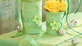 Sylteglas med filt - fin påskepynt