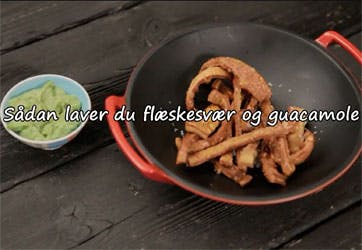 Video: Sprøde flæskesvær med guacamoledip