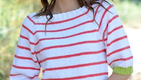 Strikket, stribet sweater