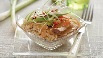 Andebryst i karry med røde ris