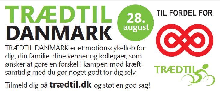 Du kan støtte kræft ved at cykle den 28. august i Træd til Danmark.